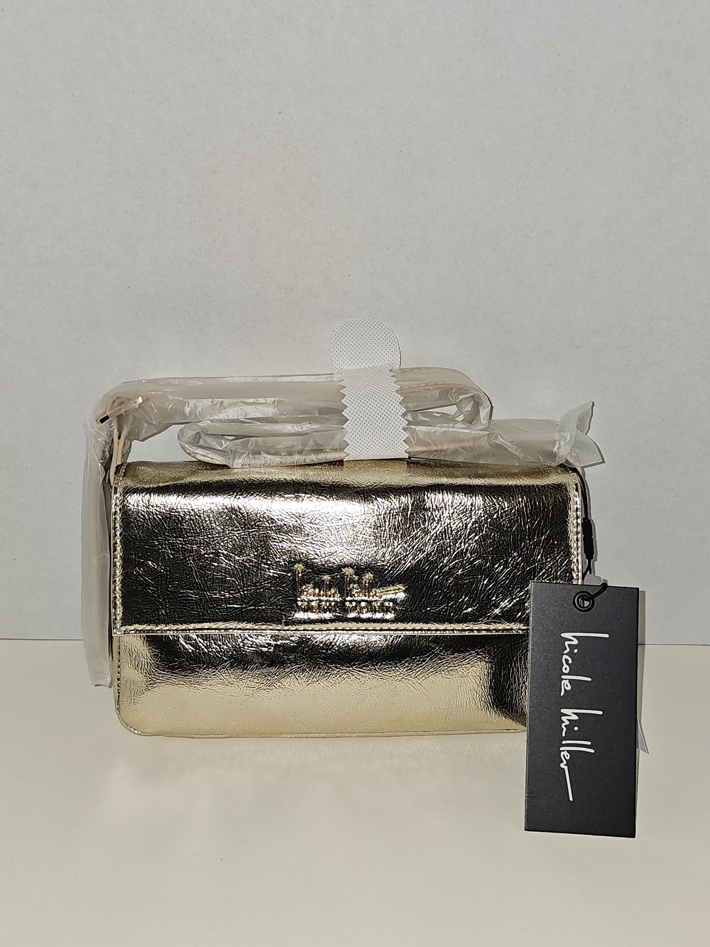 Nicole Miller Shiny Gold Shoulder Bag